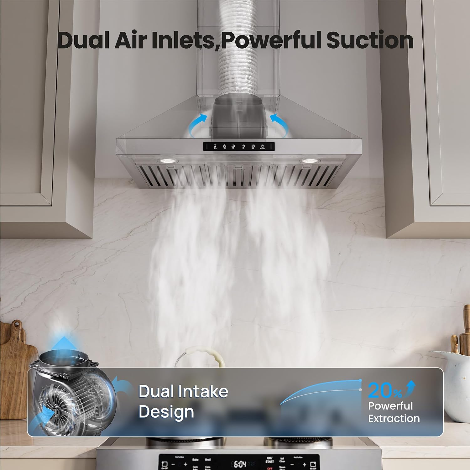 Detalle 1 de VIKIO HOME VK-RP31-36 36-Inch Wall-Mount Range Hood, 900 CFM