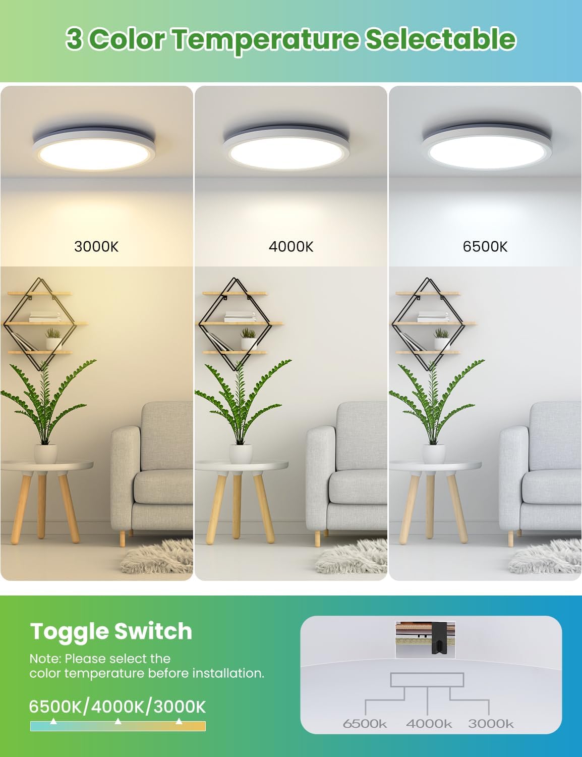 Thumbnail 4 de VIIIVA LED-Deckleuchte mit Bewegungsmelder für innen, 18 W (1800 lm) Radar-Sensor – warmweiß, neutralweiß oder kaltweiß