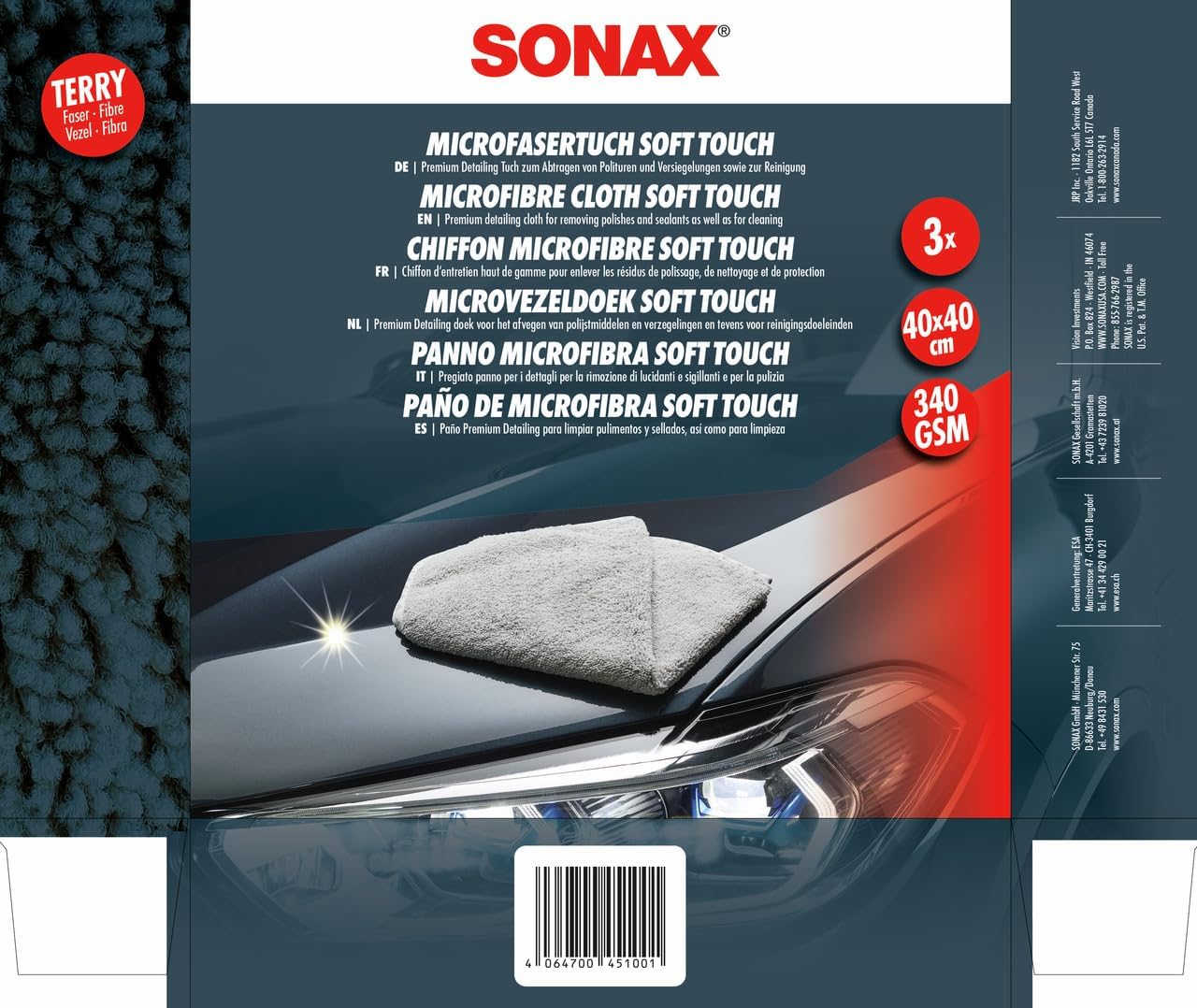 Thumbnail 1 de SONAX Panni in microfibra Soft-Touch (3 pezzi) – rimuove lucidanti e sigillanti, pulizia di tessuti e interni auto