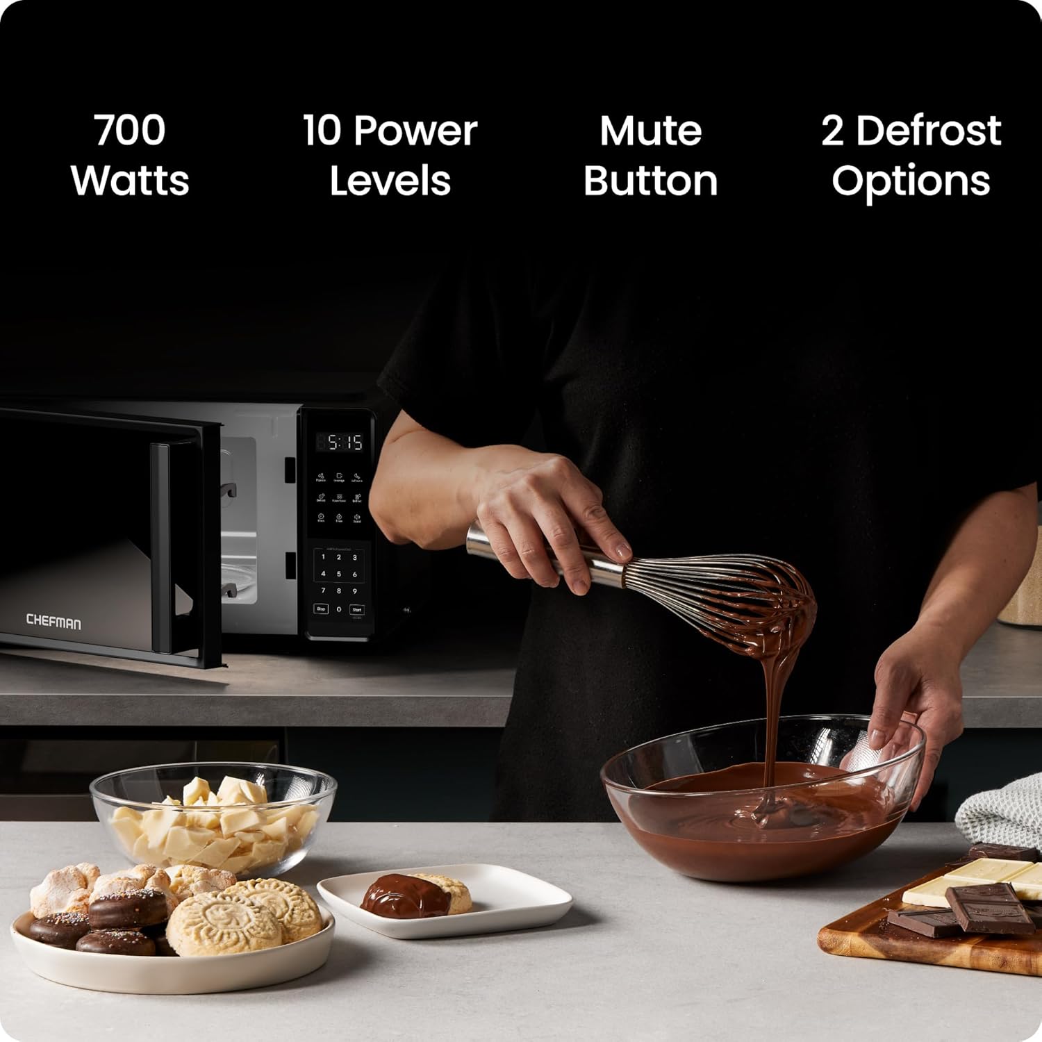 Thumbnail 1 de Chefman 20L Countertop Microwave Oven (700W, 10 Power Levels) – Black