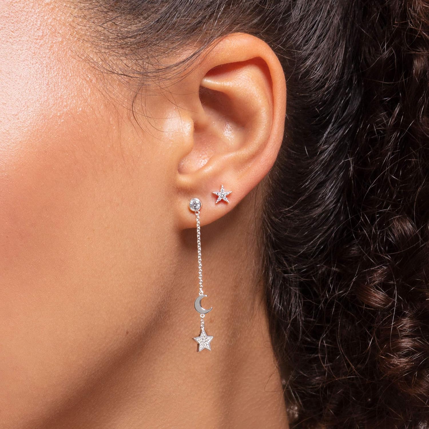 Thumbnail 2 de Thomas Sabo Einzel-Ohrring Stern & Mond aus 925 Sterling Silber (H2151)