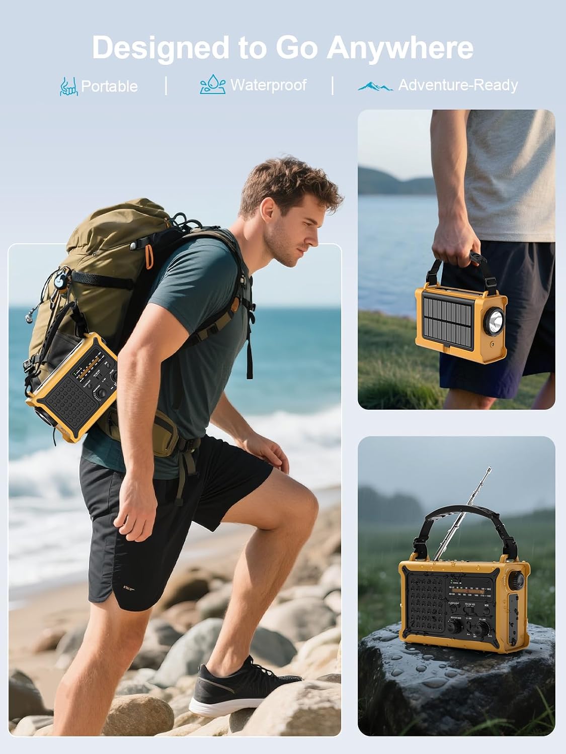 Thumbnail 5 de ROCAM Emergency Radio with 12,000mAh Battery, Solar Charging and Hand Crank