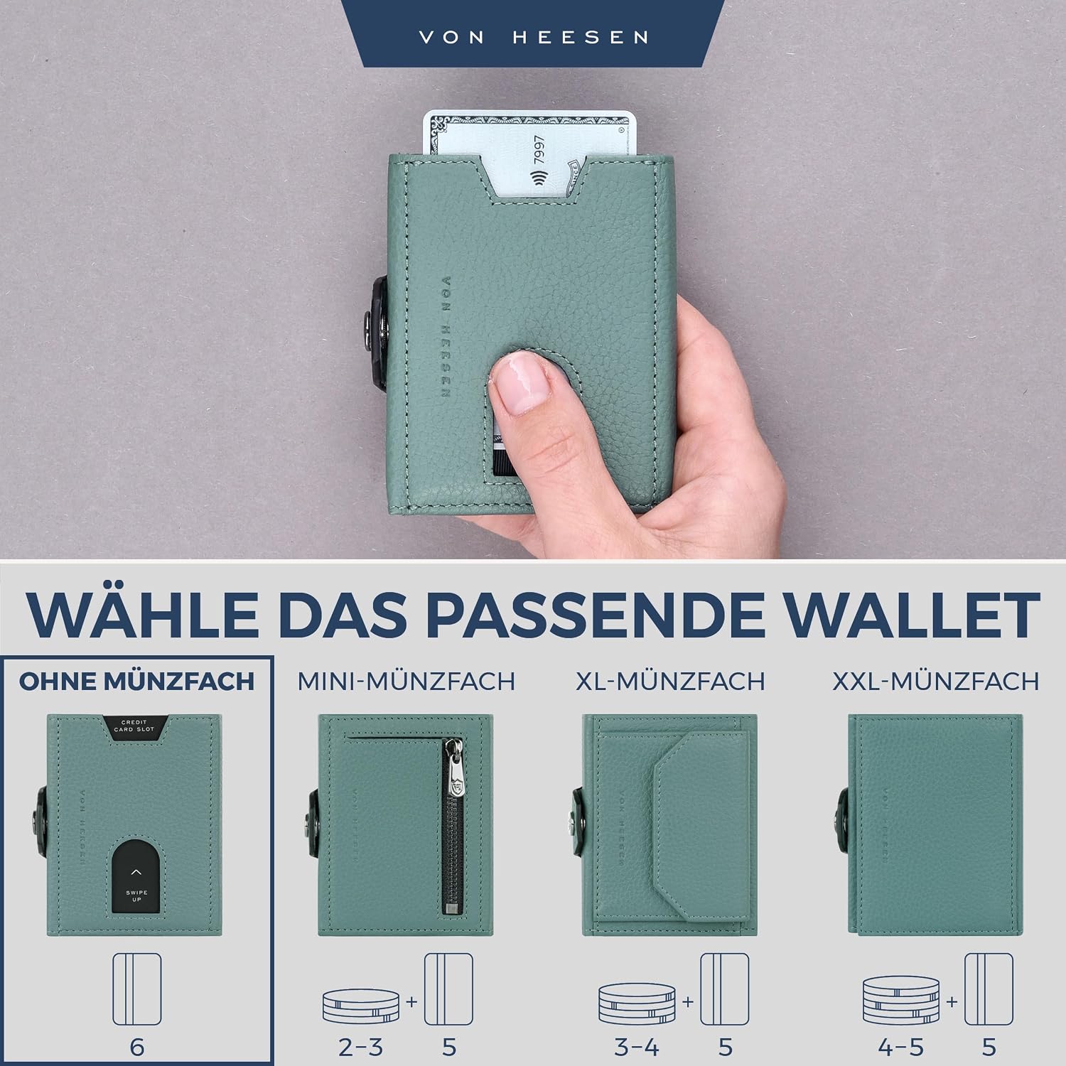 Detalle 2 de VON HEESEN Slim Wallet mit RFID, 9 x 7 cm