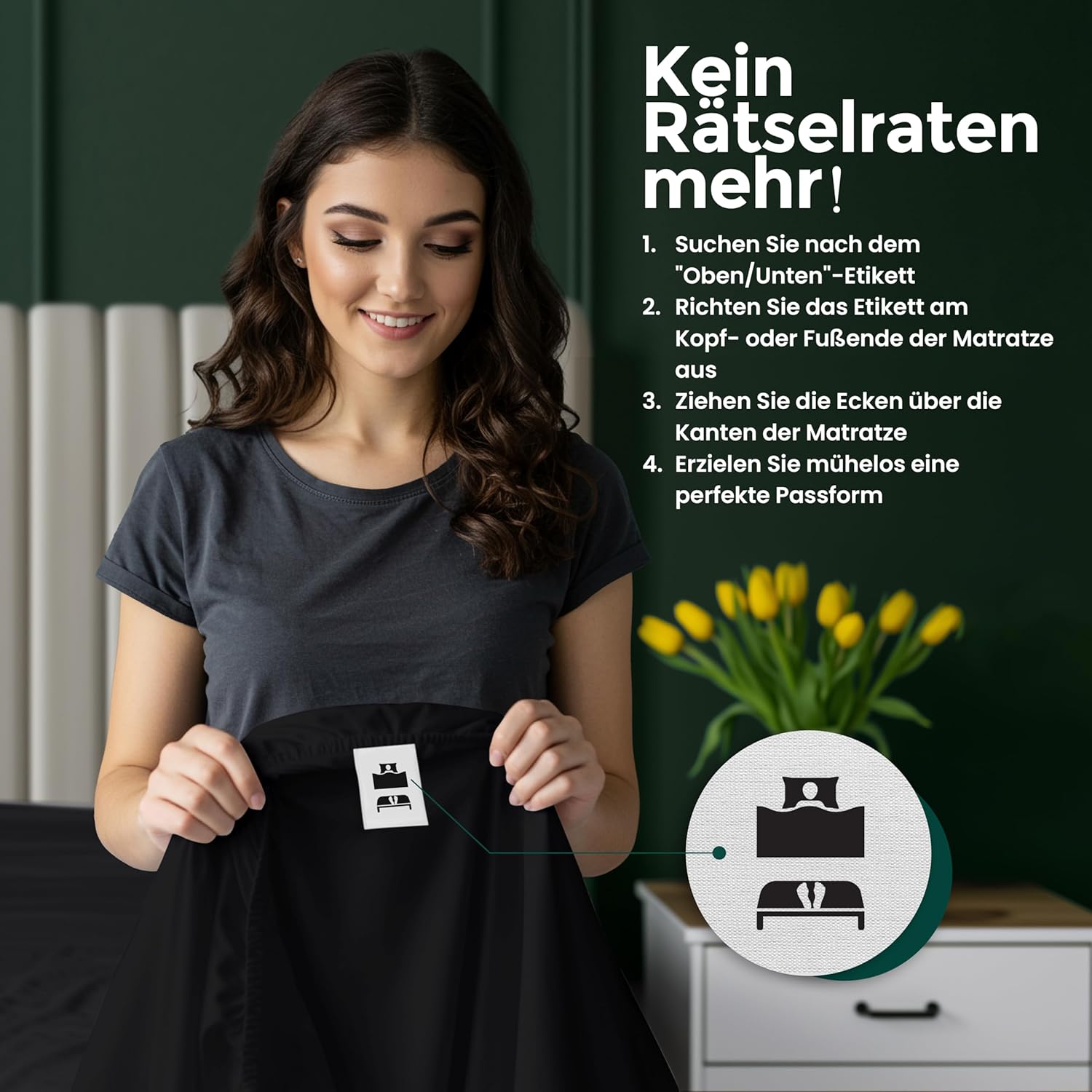 Thumbnail 4 de Utopia Bedding Spannbettlaken 140x200 cm bis 30 cm Taschenhöhe – schwarz, gebürstete Mikrofaser (OEKO-TEX)