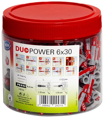 Detalle 2 de fischer DuoPower 6 x 30 – 200 Universaldübel in handlicher Runddose