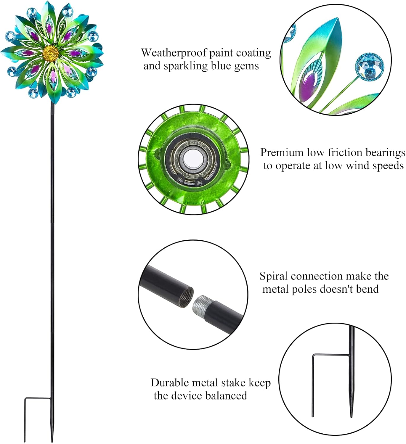 Detalle 2 de Viveta Kinetic Wind Spinner (53 inch) Outdoor Metal Double Windmill Yard & Garden Décor