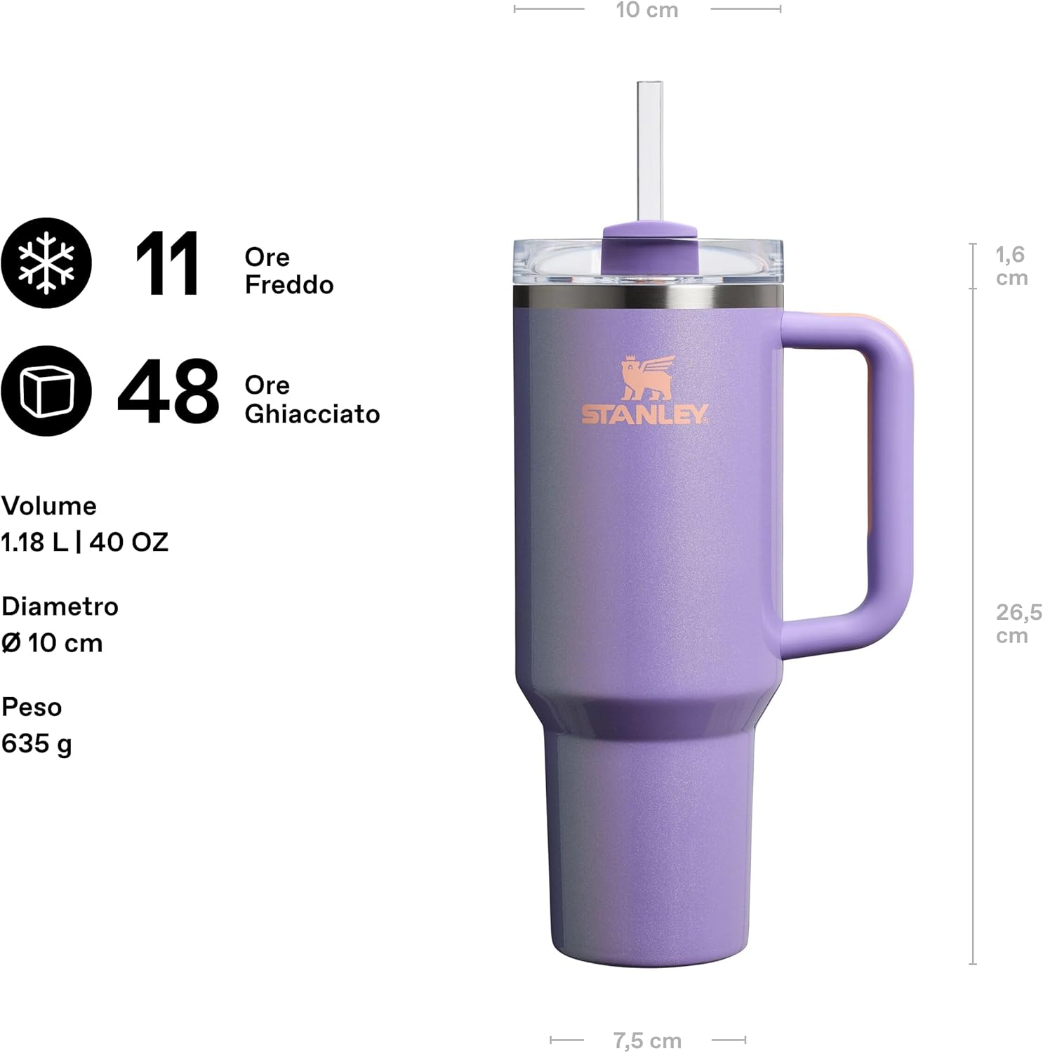 Thumbnail 2 de STANLEY 1913 Quencher H2.0 FlowState Borraccia 1.2L – Freddo fino a 11 ore, ghiaccio fino a 48 ore, senza BPA, Periwinkle Shimmer