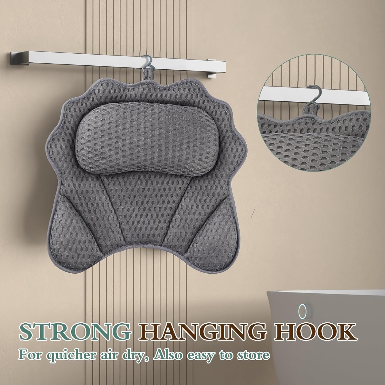 Thumbnail 4 de RUVINCE Ergonomic bath pillow with 6 suction cups