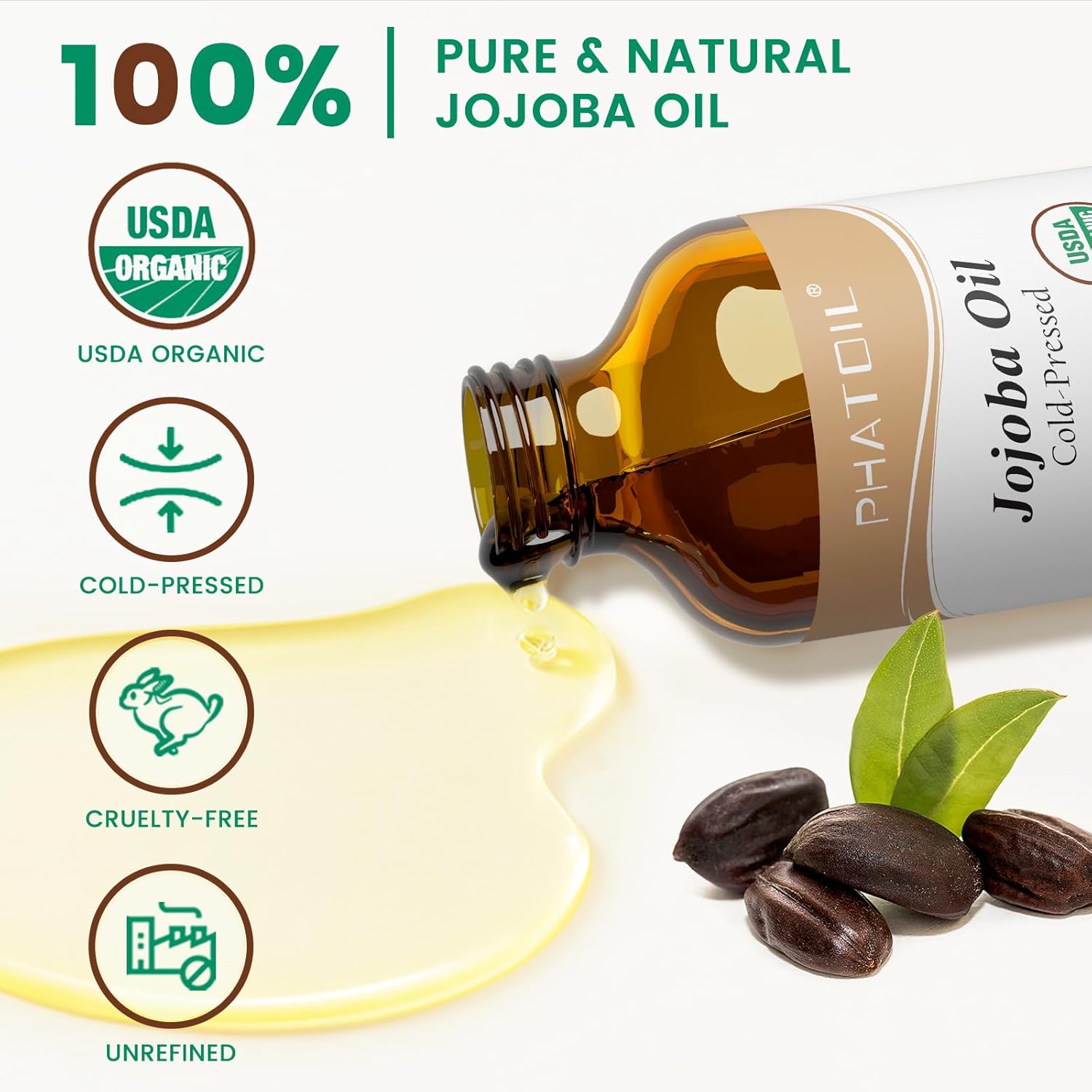 Detalle 2 de PHATOIL Jojobaöl Bio kaltgepresst 118 ml Gesichtsöl