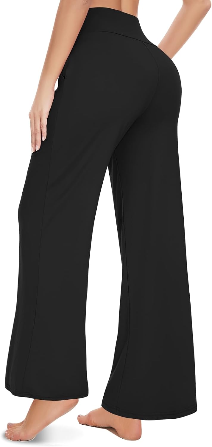 Detalle de we fleece Women's Wide Leg Pants with Pockets, High Waist and Loose Fit