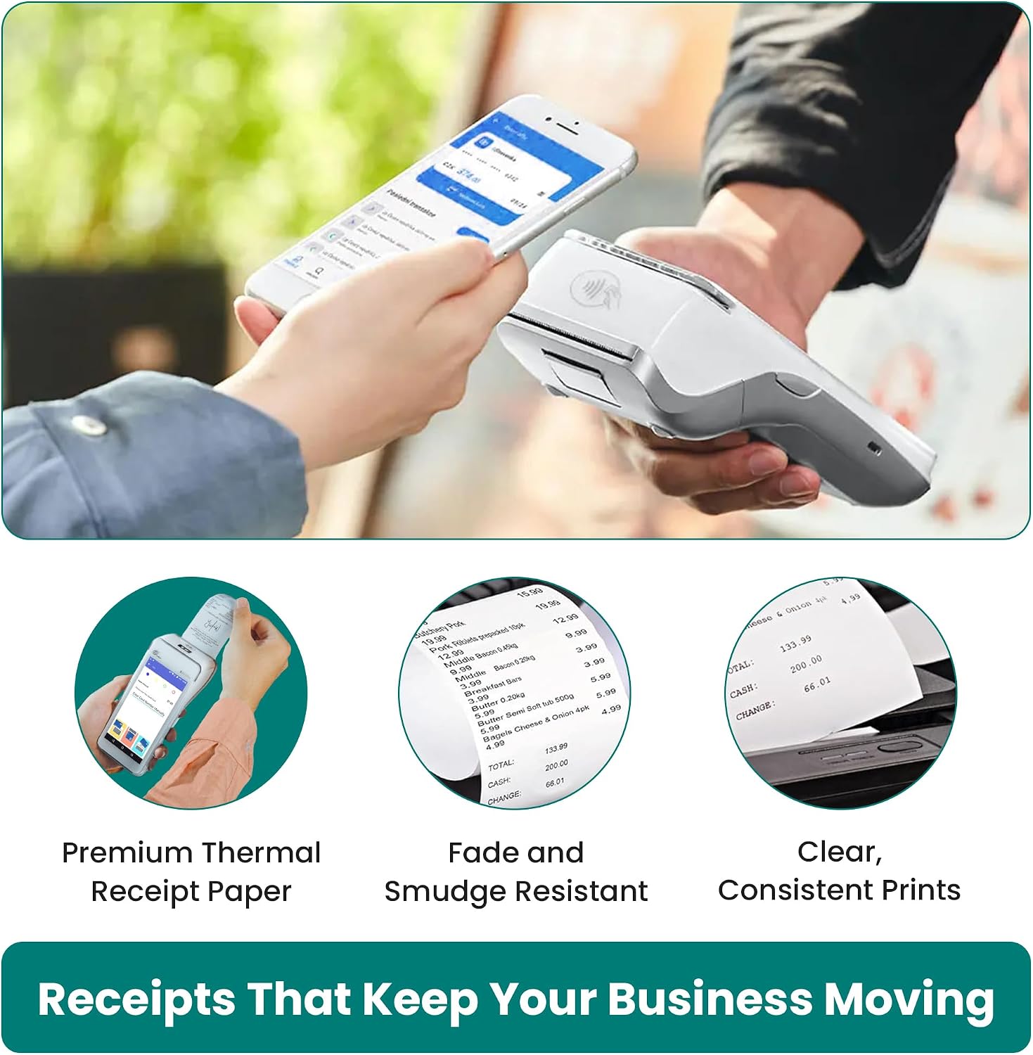 Detalle de ReceiptPaperPro PAX A920用レシートロール コート紙・幅57mm・10ロール