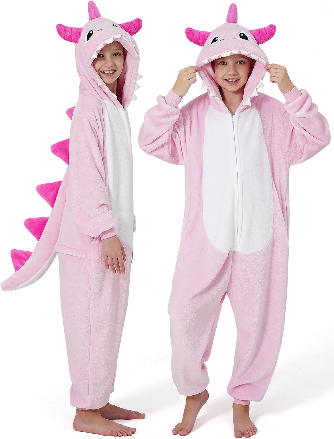 Detalle de Dxilm Kids Dinosaur Onesie Costume, Soft Flannel Pajamas with 3D Hood