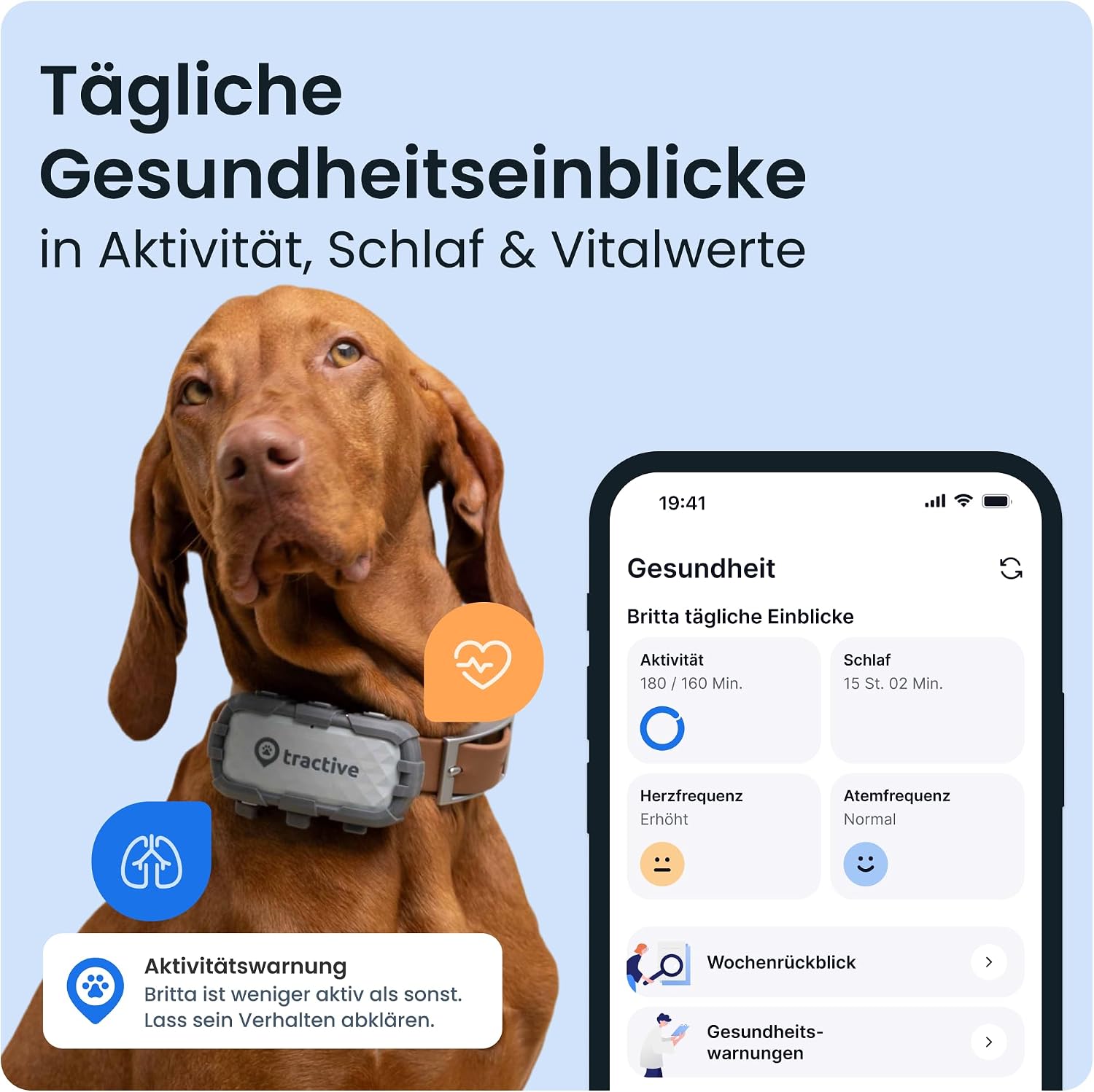 Detalle de Tractive DOG XL Adventure GPS Tracker 1 Monat Akku