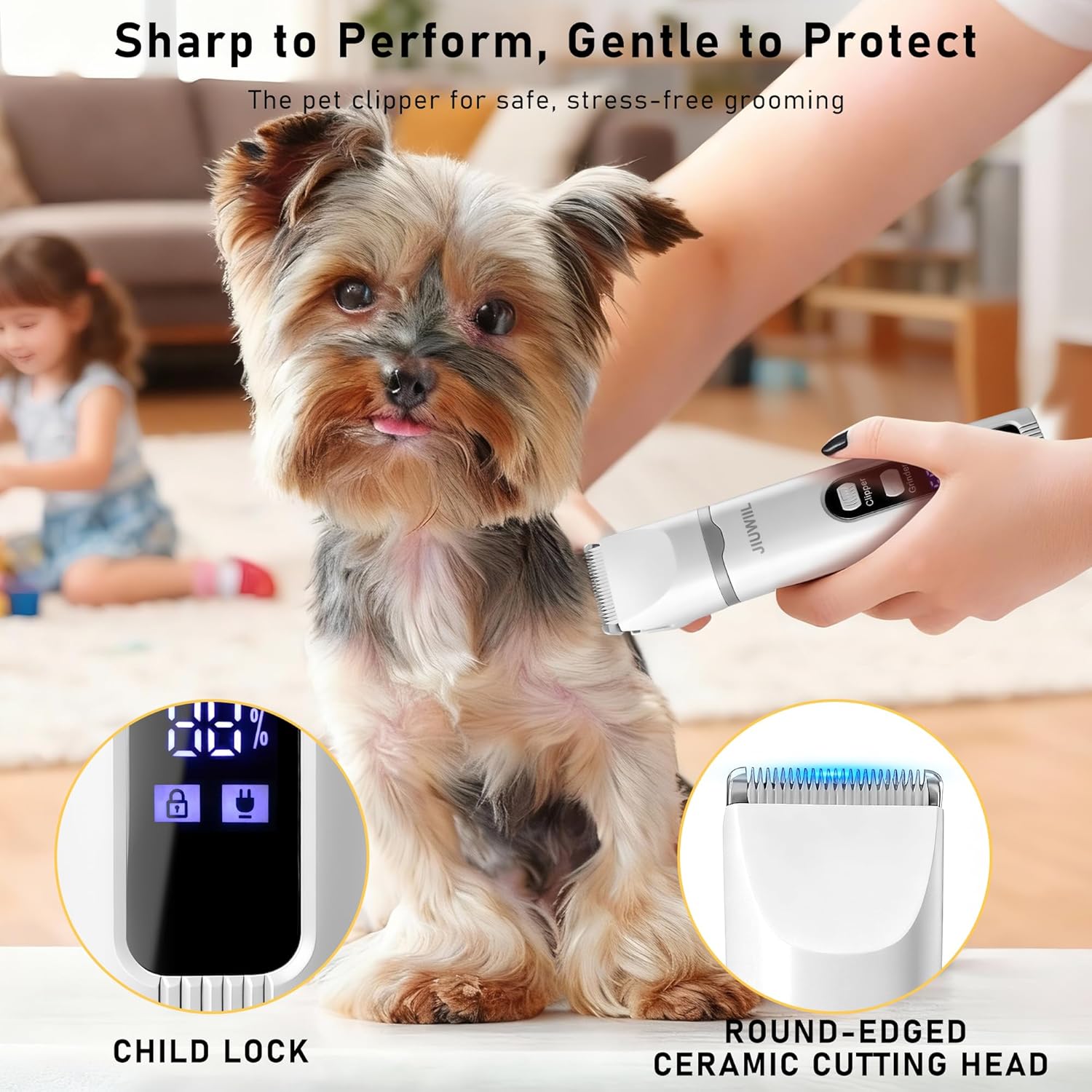 Thumbnail 4 de JIUWIIL 4-in-1 Hundepflege-Set mit Hundeschermaschine, LCD-Display & Trimmerköpfen