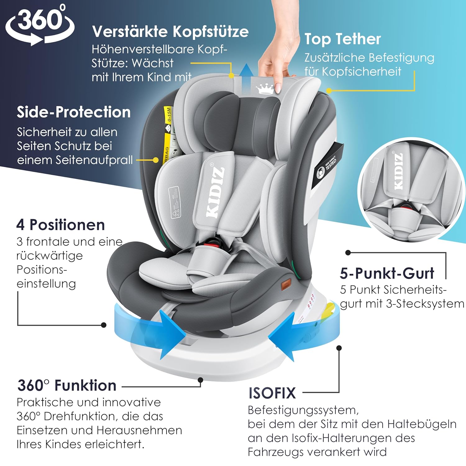 Thumbnail 2 de KIDIZ Kindersitz i-Size 0–36 kg
