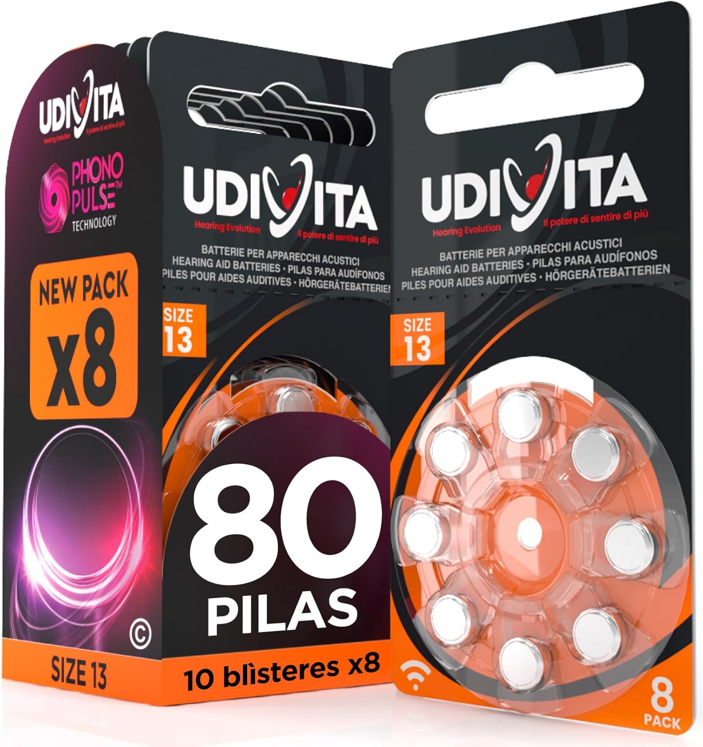 Udivita PR48 tamaño 13 pilas audífonos