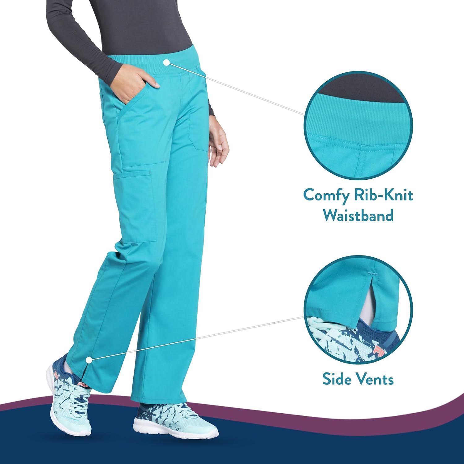 Thumbnail 3 de Cherokee WW170T Women's Scrub Pants, 2-Way Stretch, Six Pockets