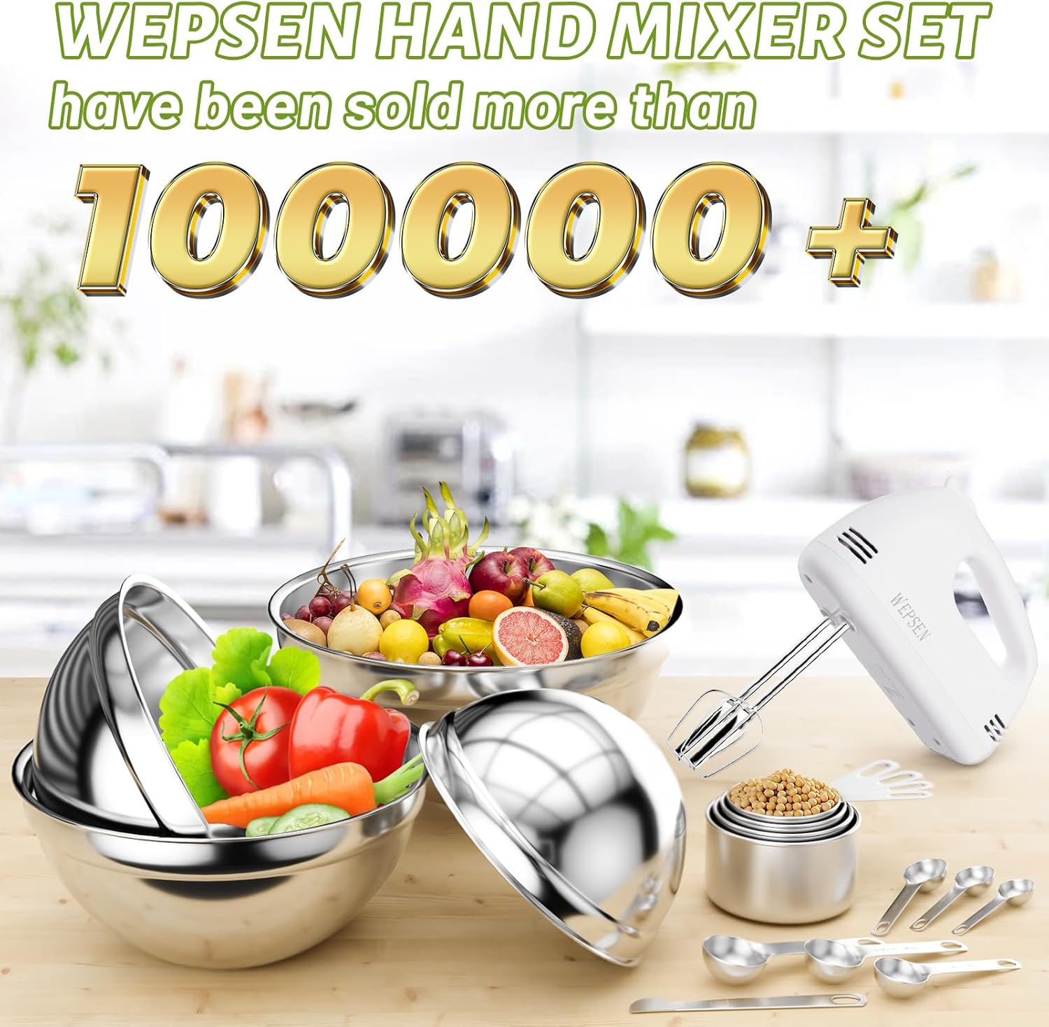 Detalle 2 de WEPSEN Hand Mixer Set 200W, 5 speeds