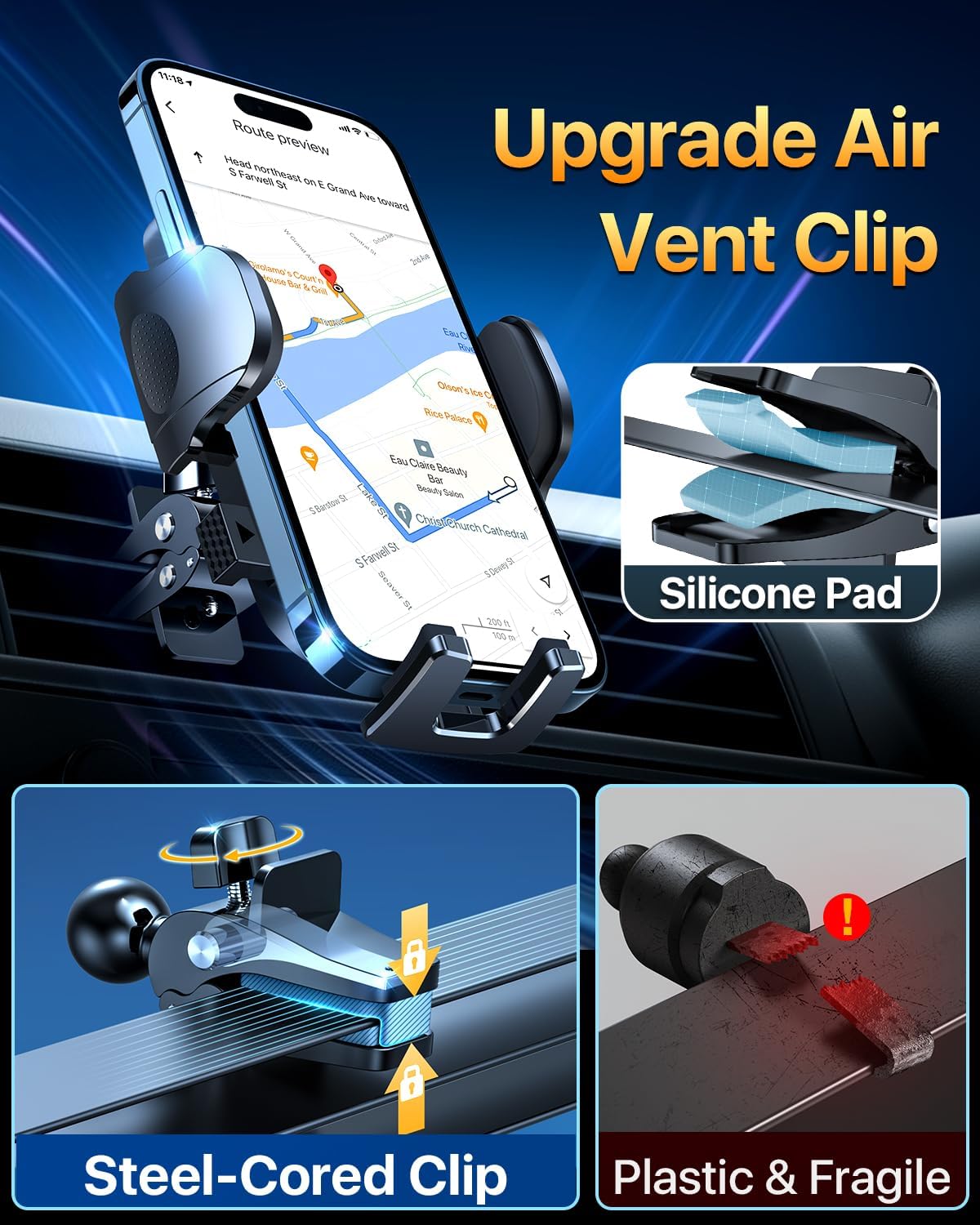 Thumbnail 6 de 2026 BEST Car Phone Holder (110+LBS strong suction) with rotatable universal mount for dashboard, windscreen & vents