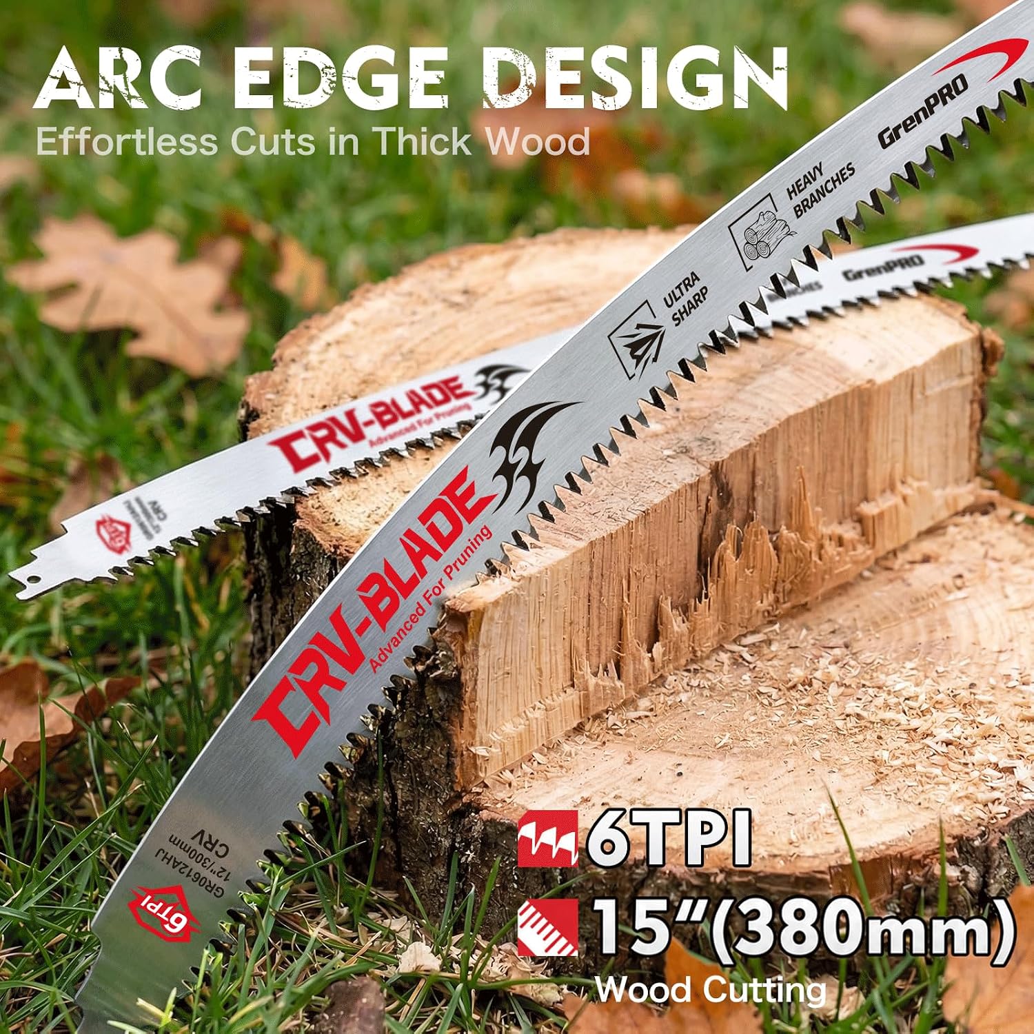 Detalle de GRENPRO 073013 15-Inch Reciprocating Saw Blades, 6 TPI Arc Edge, 4-Pack