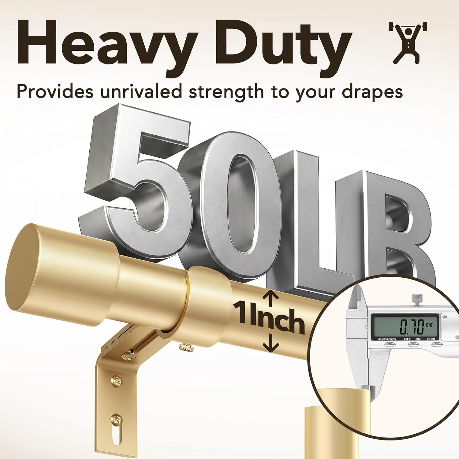 Detalle 2 de IFELS Heavy Duty Curtain Rods 66โ120 in ๐ช