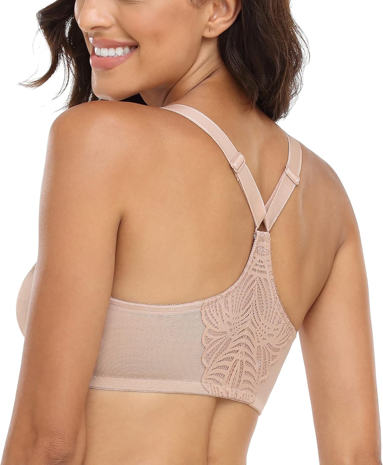 Detalle de Lemorosy Women's Lace Racerback Front Closure Bra for Full Figure