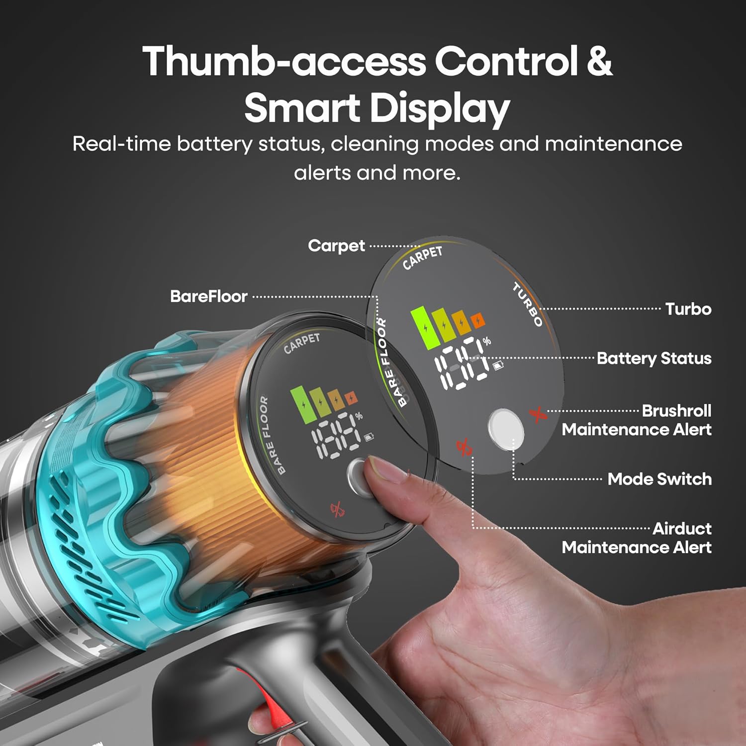 Thumbnail 2 de ElecKeys Cordless Vacuum Cleaner: 600W, 50KPa Suction, 70-Minute Runtime