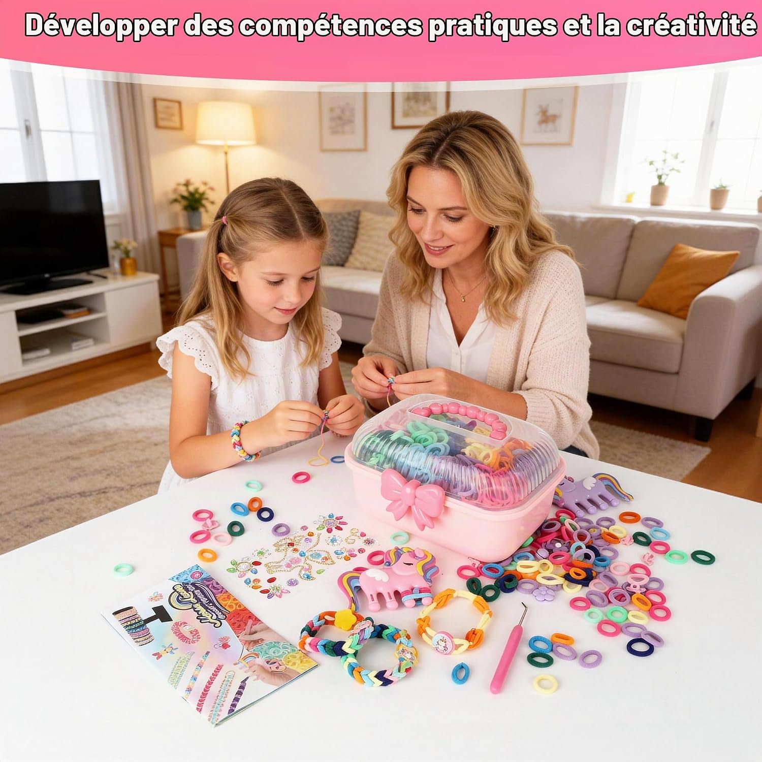 Thumbnail 3 de LIAILA YL-pijintaozhuang loom-bandset met eenhoornkammetjes en roze opbergdoos