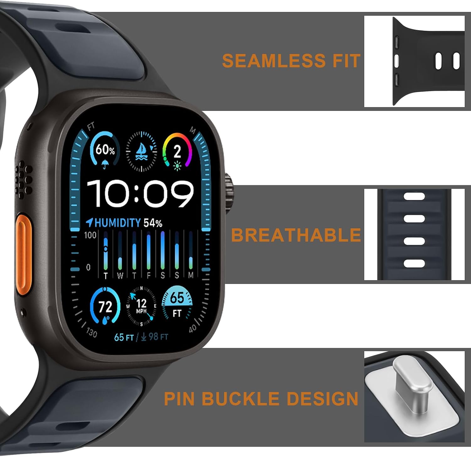 Thumbnail 3 de Anlinser Sport Straps silicone loop band for Apple Watch (42–49mm) in anthracite
