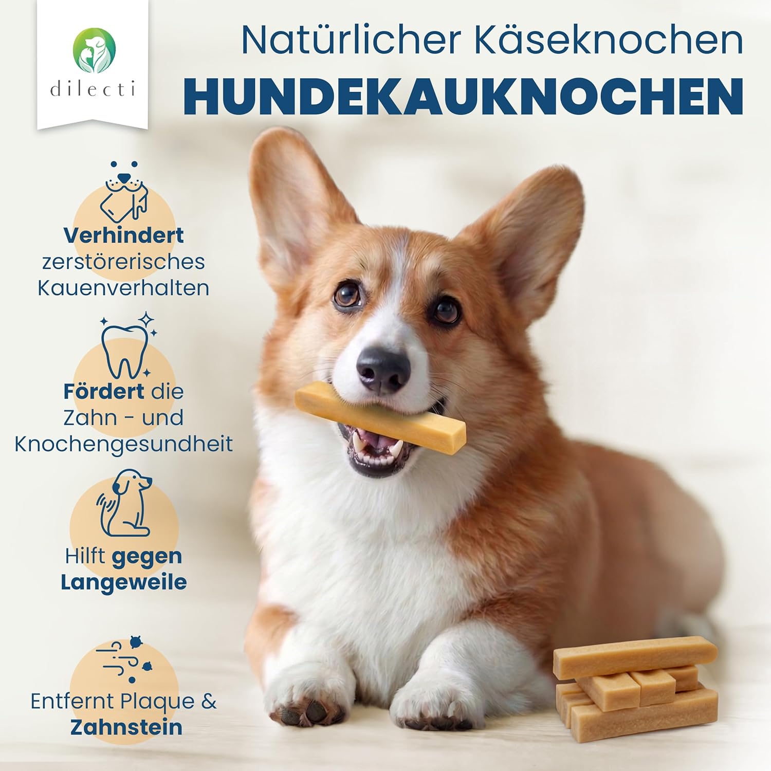 Detalle 2 de Dilecti S Kauknochen 5er‑Pack für Hunde 🦴