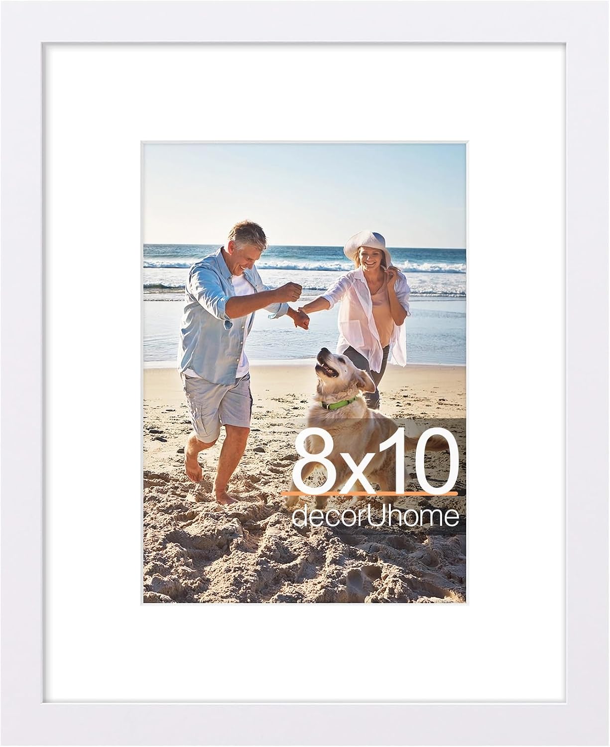 Detalle de decorUhome 8x10 Picture Frame with Optional 5x7 Mat (White) — Wall & Tabletop Display