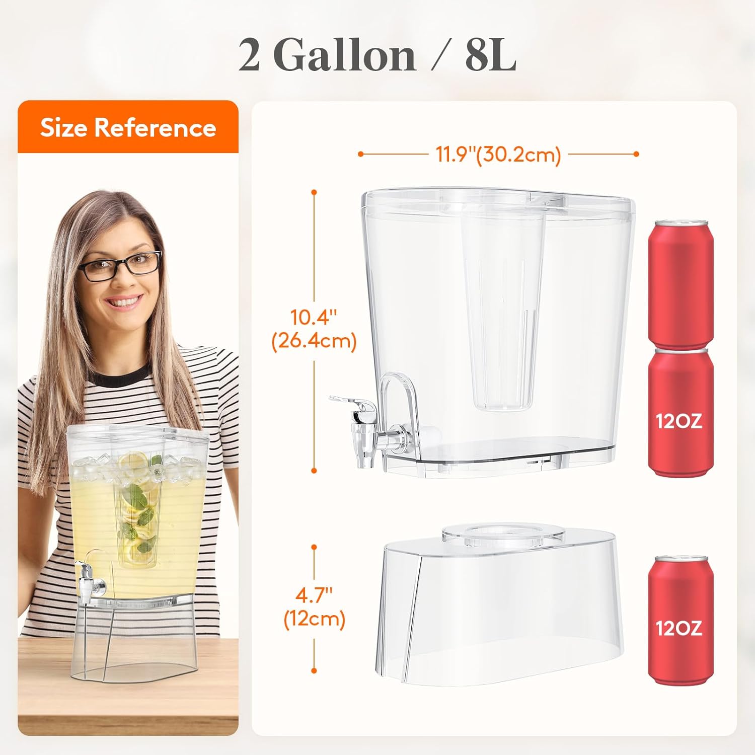 Thumbnail 1 de Lifewit 2 Gallon Drink Dispenser (2 Pack) with Spigot, Stand & Ice Core, BPA-Free