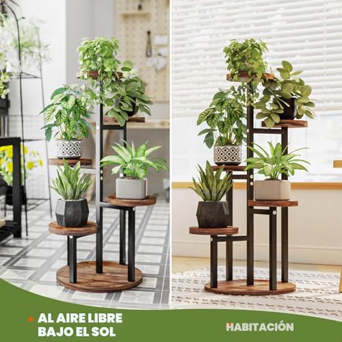 Thumbnail 7 de Bamworld — Soporte para plantas de madera de 5 niveles (escala para flores) para interior y exterior