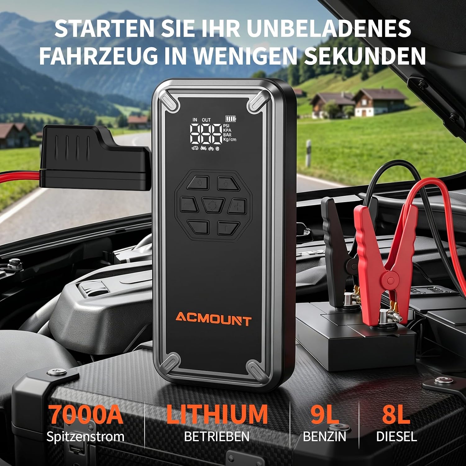 Detalle 2 de Acmount W160 Starthilfe Powerbank 7000A