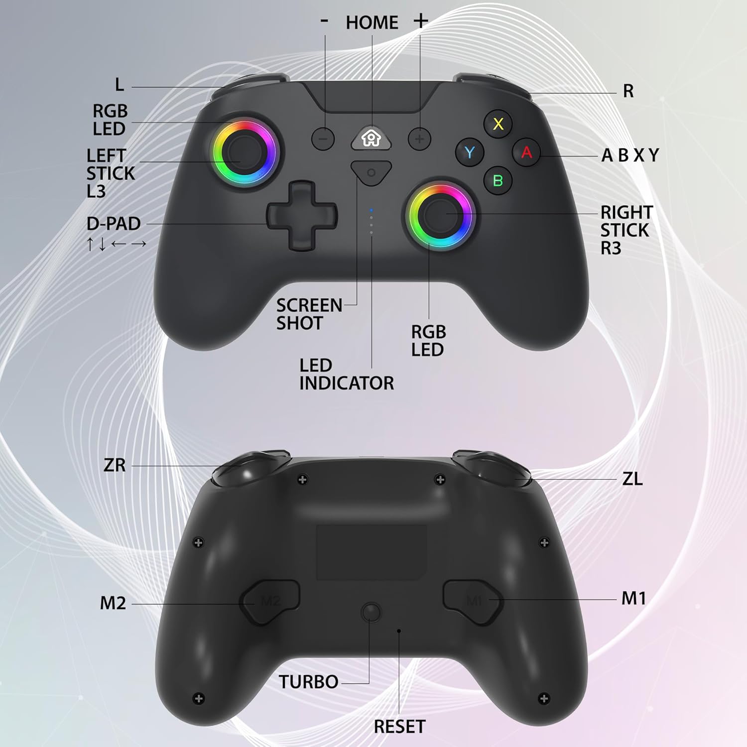 Thumbnail 1 de Subsonic Joystick senza fili per Switch/Switch 2 – controller Bluetooth nero con LED, vibrazione e giroscopio