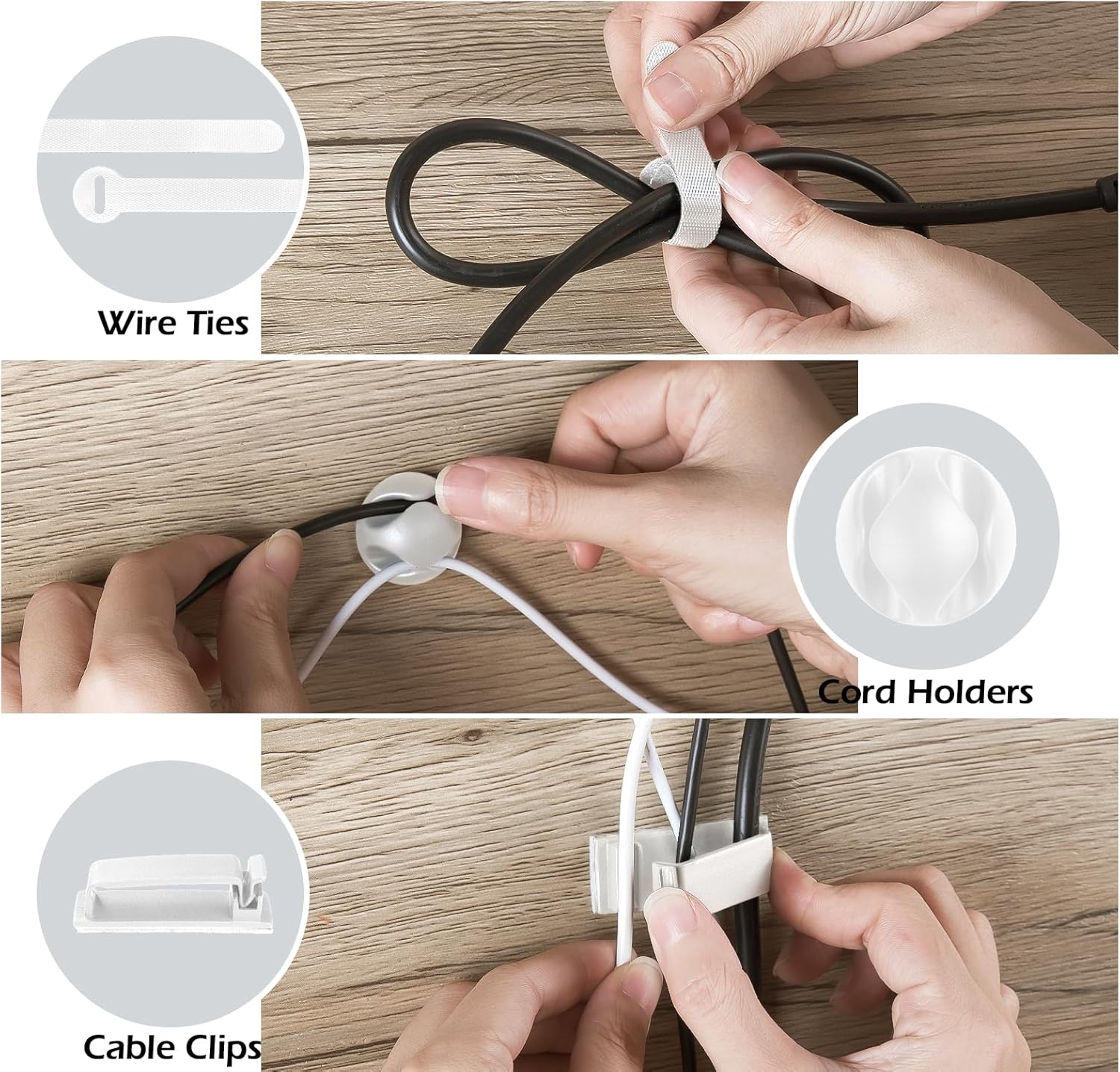 Thumbnail 2 de KHAMAL Kabelkanal Schreibtisch (2er-Set, weiß) – Kabelmanagement unter dem Schreibtisch