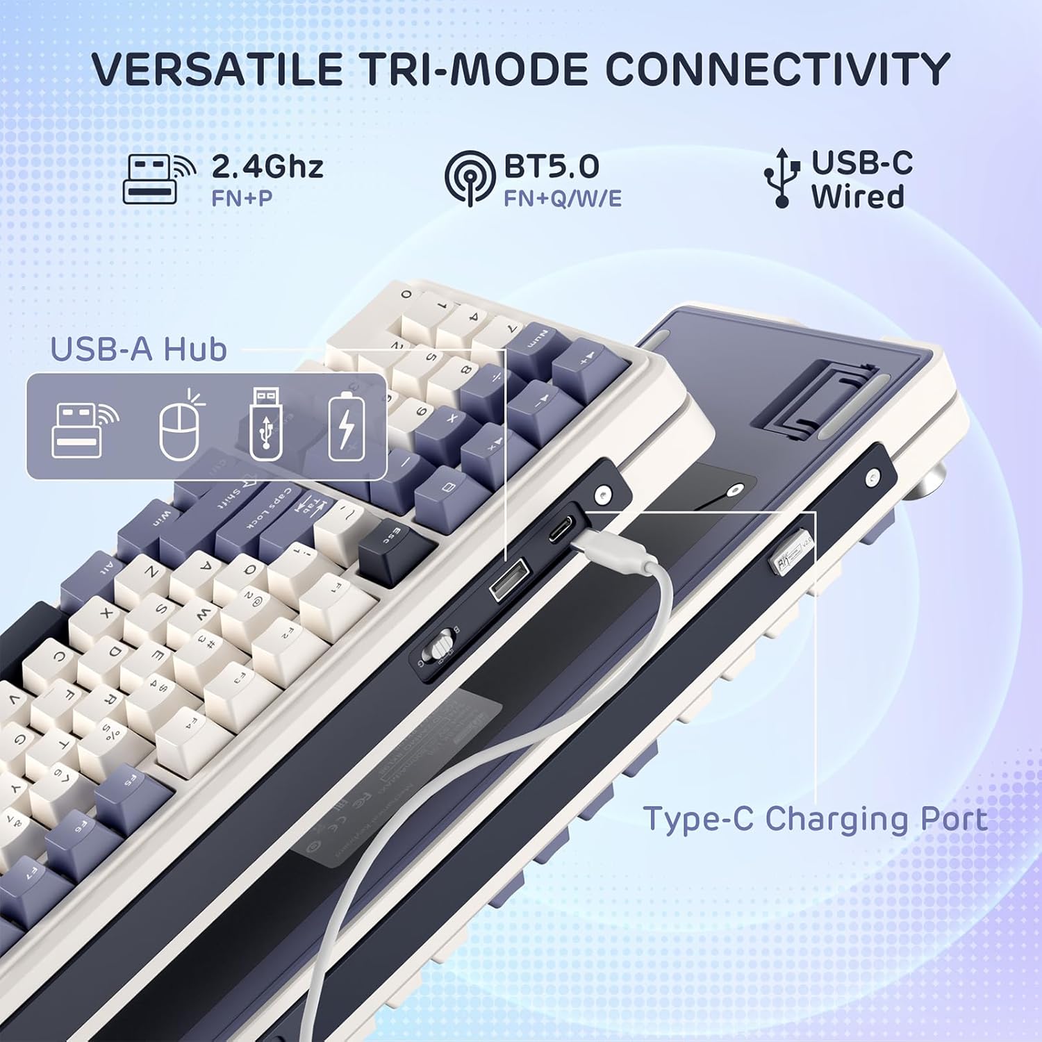 Detalle de RK ROYAL KLUDGE L98 Wireless Mechanical Keyboard with Left-Side Numpad