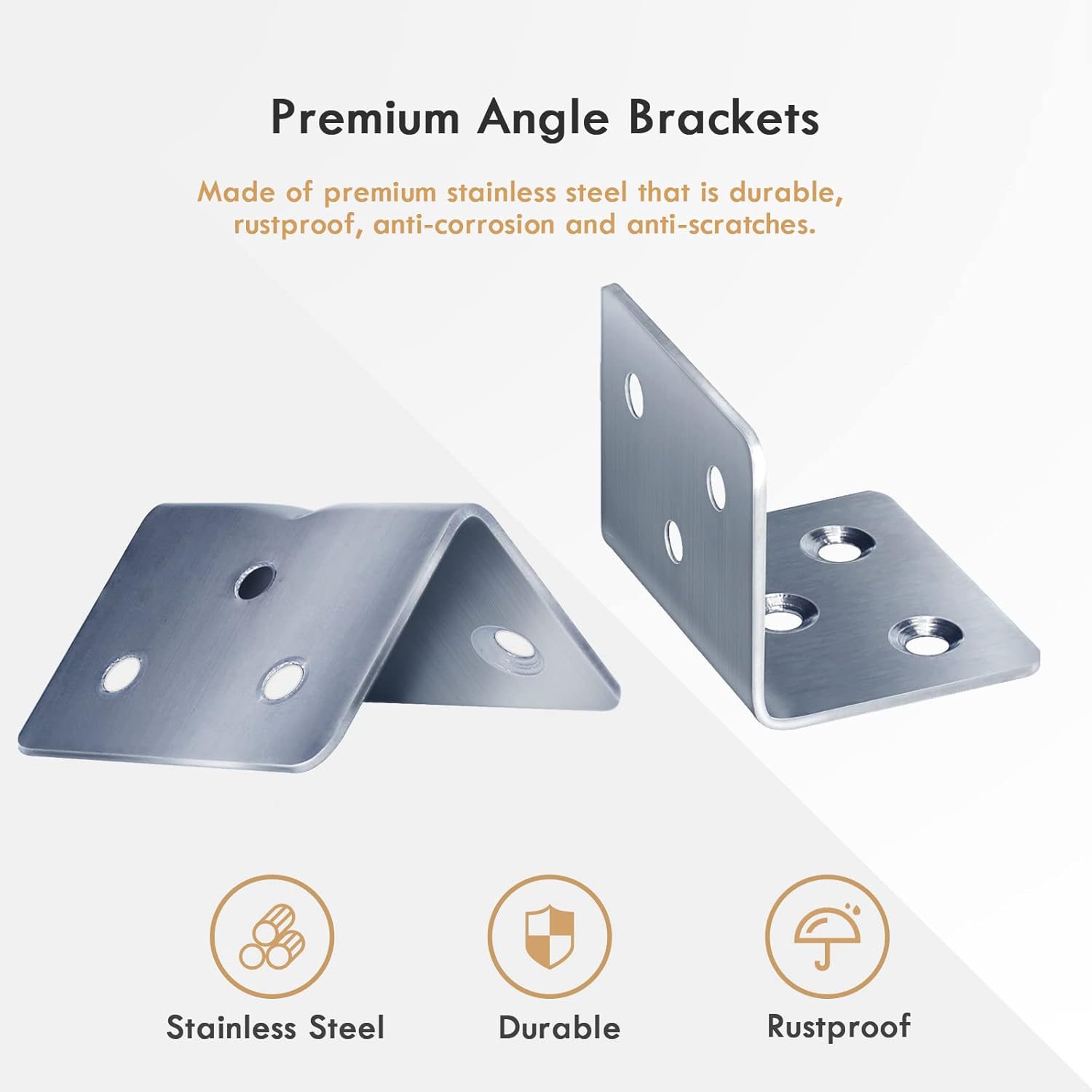 Detalle de Gorffy Angle Brackets 15PCS – Heavy Duty L Brackets for Wood & Metal, 30 x 30 x 38 x 1.2 mm