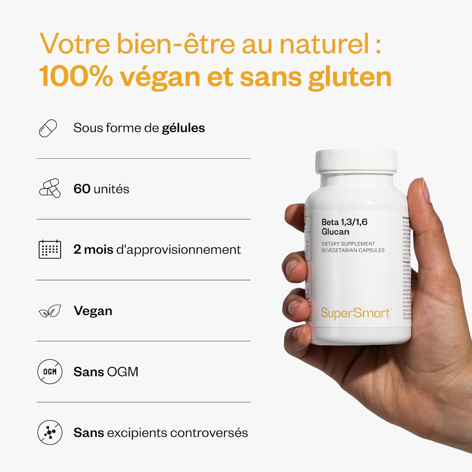 Thumbnail 4 de Beta 1,3/1,6 Glucan de Supersmart – Soutien immunitaire et vitalité (VEGAN)
