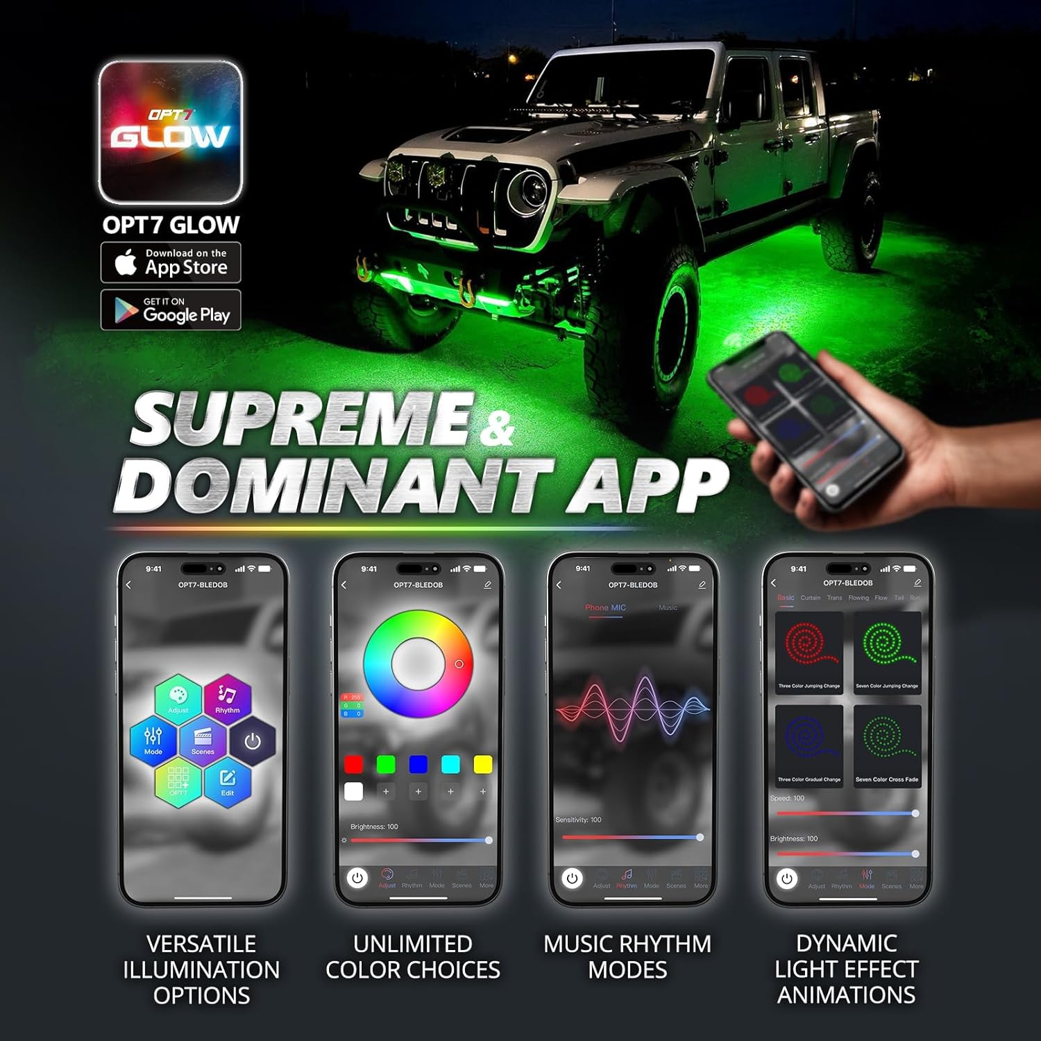 Thumbnail 5 de OPT7 Aura Pro Underglow LED Lights Kit for Truck with App & Remote Control