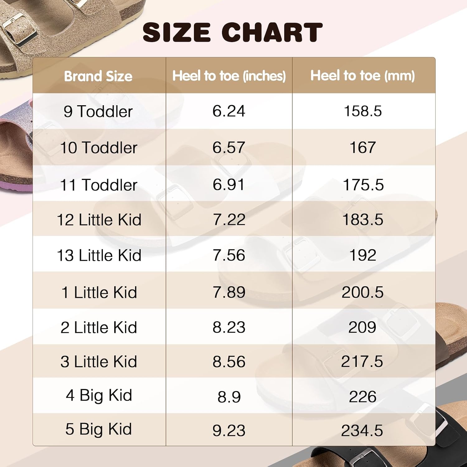 Detalle 2 de FITORY Glitter Slide Sandals with Adjustable Straps (Cork Footbed) for Boys & Girls