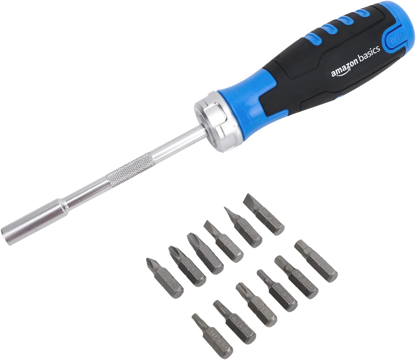 Set cacciavite magnetico a cricchetto 12 in 1 in blu, Amazon Basics