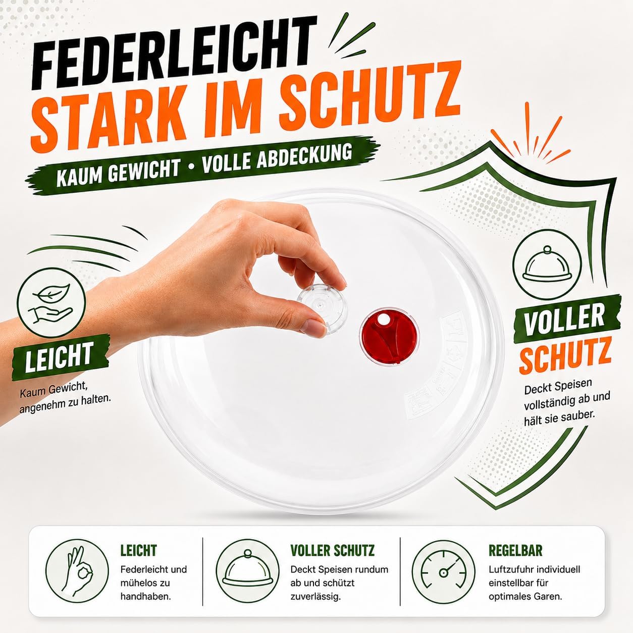 Detalle 1 de Kerafactum Mikrowellenhaube magnetrondeksel, 25 cm, transparant en stapelbaar
