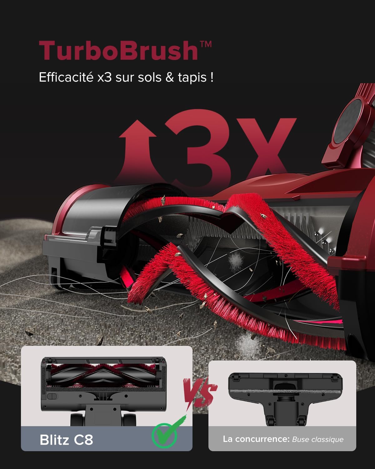 Thumbnail 2 de Vexilar C8 : aspirateur balai avec fil, succion 60 kPa, réservoir 1,5 L et brosse anti-emmêlement