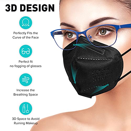 Thumbnail 3 de Nufasion 20pcs FFP2 Black Face Masks | CE Certified EN149 FFP2 NR, 5-Layer Filtration
