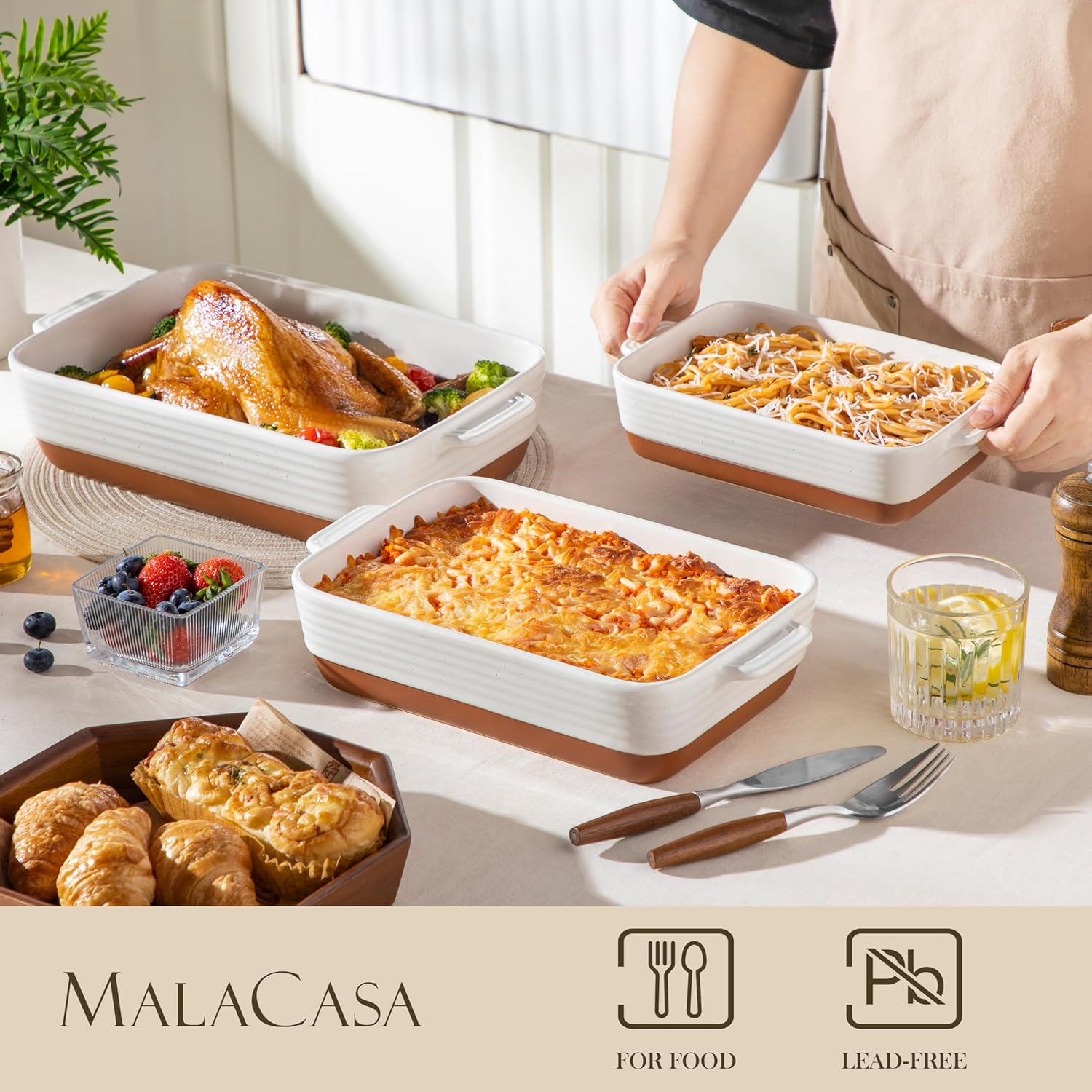 Detalle de MALACASA TARA casserole bakeware set of 3