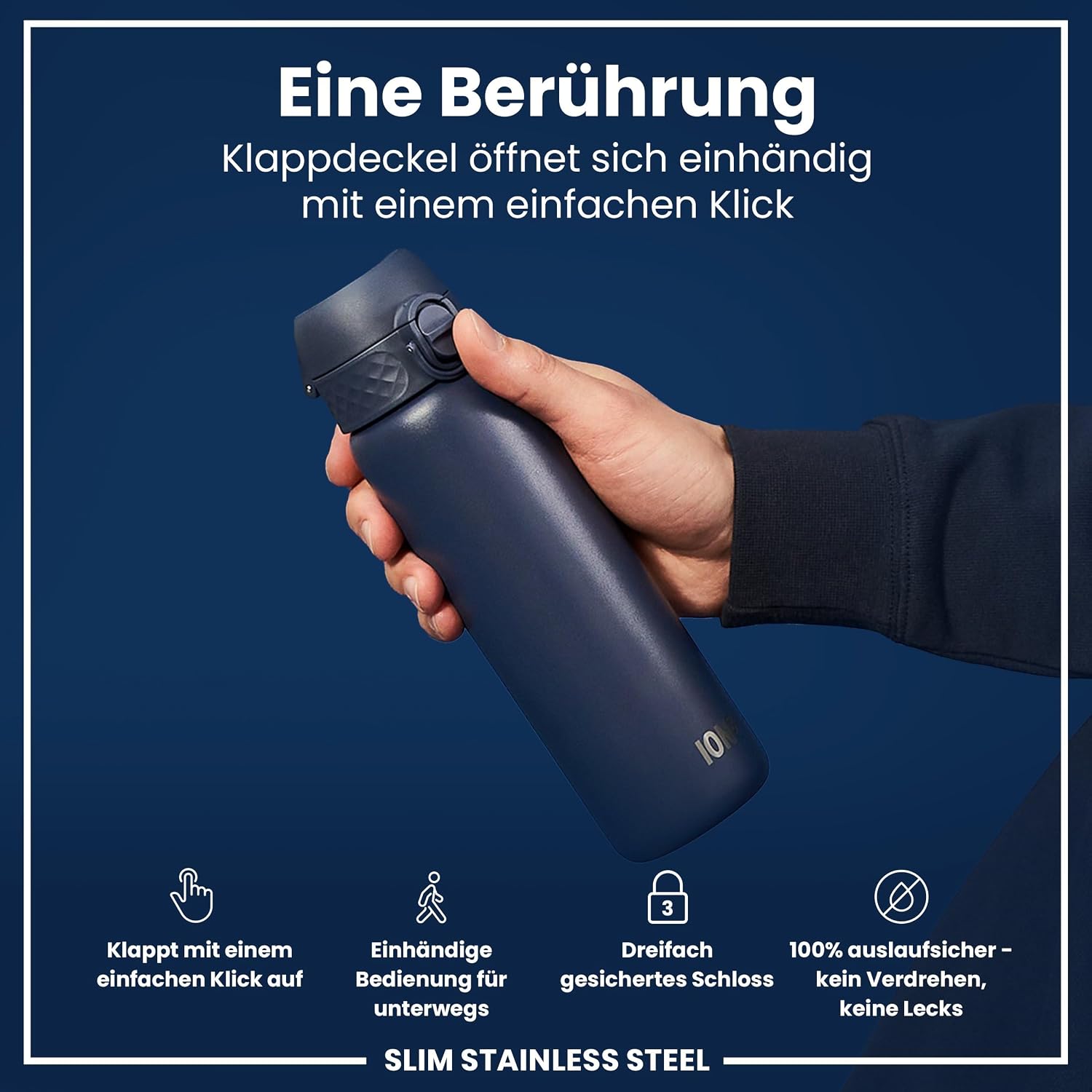 Detalle de ion8 Leicht Stahl-Trinkflasche 600 ml đ„€
