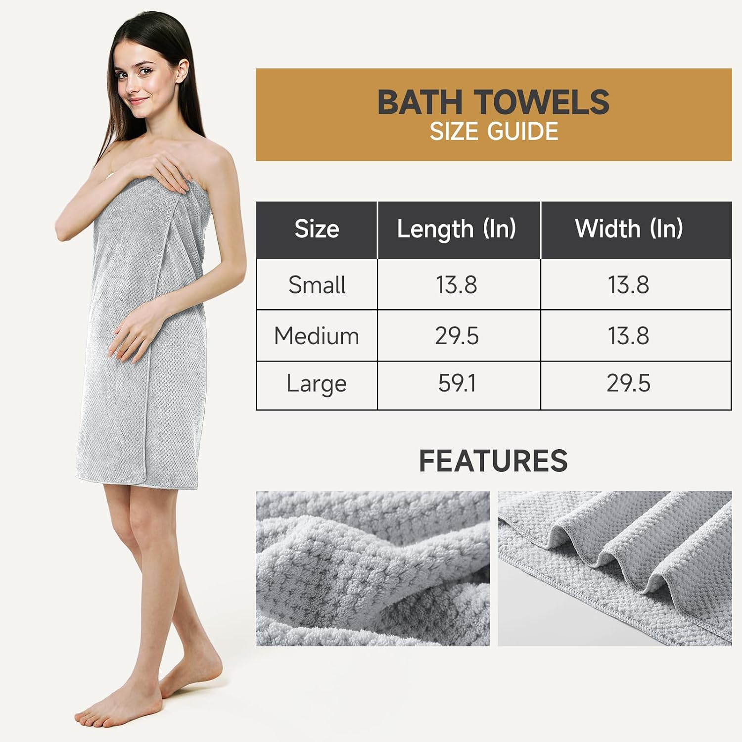 Detalle 2 de REDKISS 6-Piece Microfiber Towel Set, Gray, 2 Bath, 2 Hand, 2 Washcloths