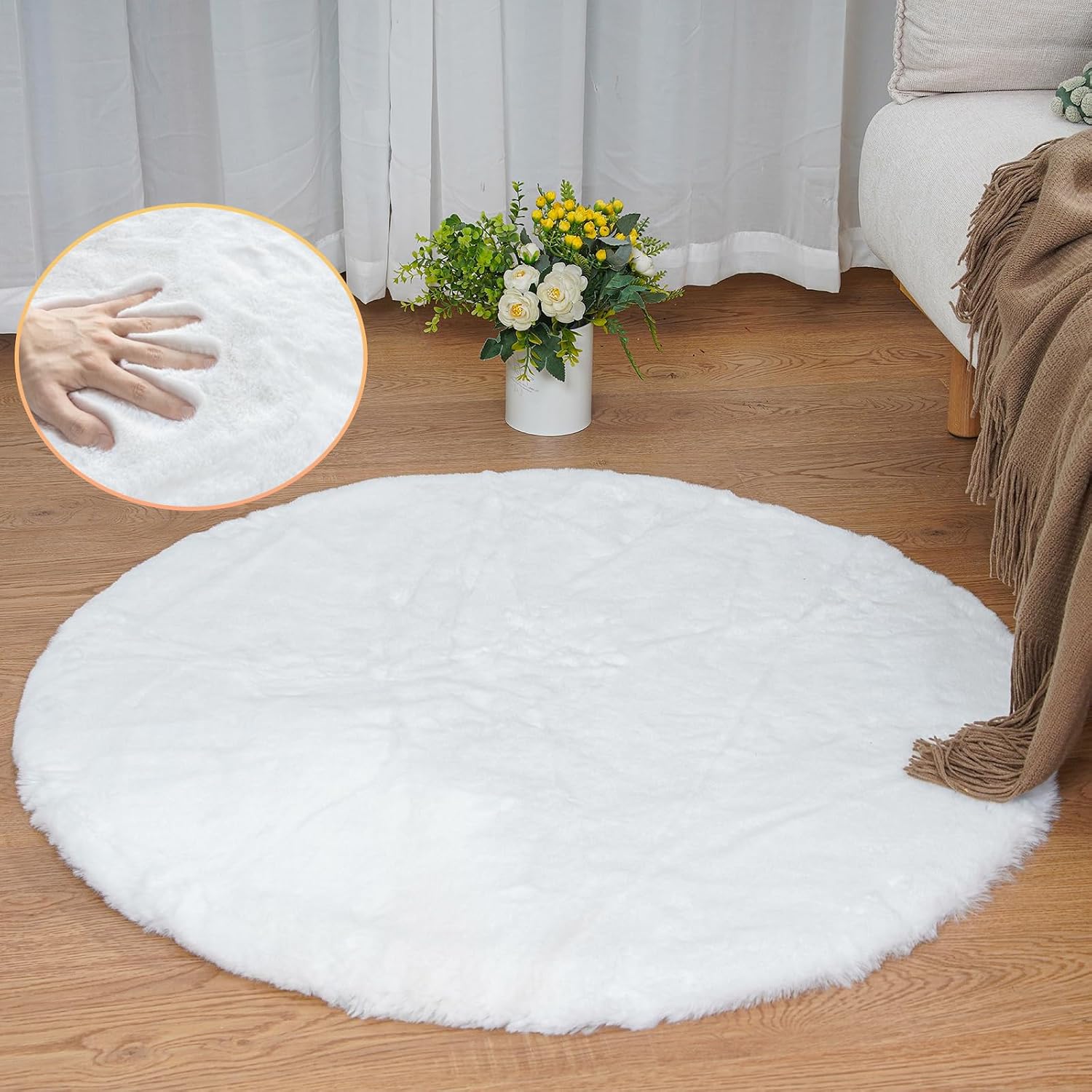 Detalle de ORINOVA Teppich Rund 90 cm Flauschig đ