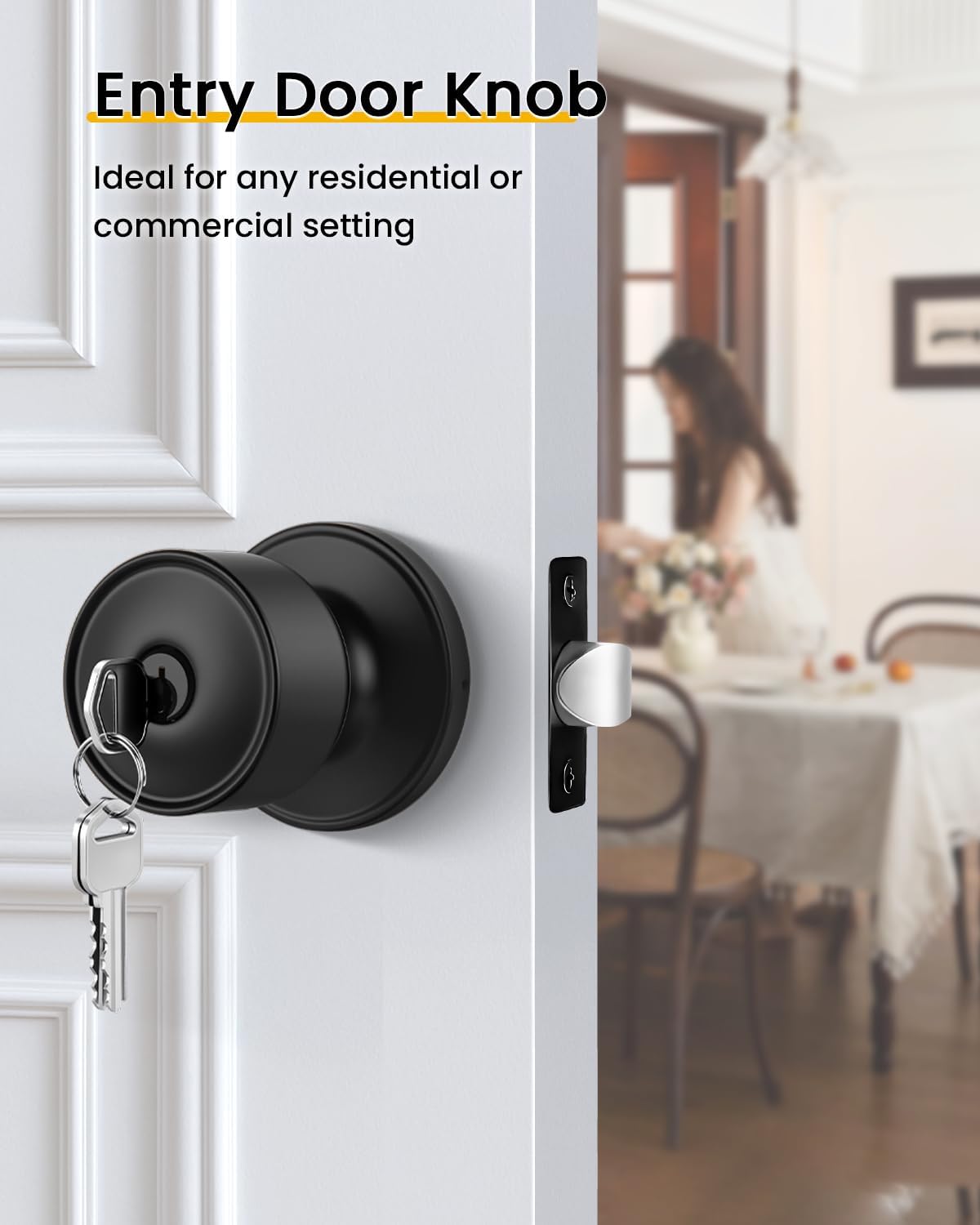 Detalle 2 de Goldenwarm Keyed Entry Door Knob 6-Pack